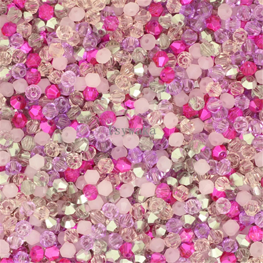 33 Colors 100 PCS Set Blue Multicolor 4mm Bicone Austria Crystal Beads Charm Glass Beads Loose Spacer Bead for DIY Jewelry Making Apparel Accessories Tools Set
