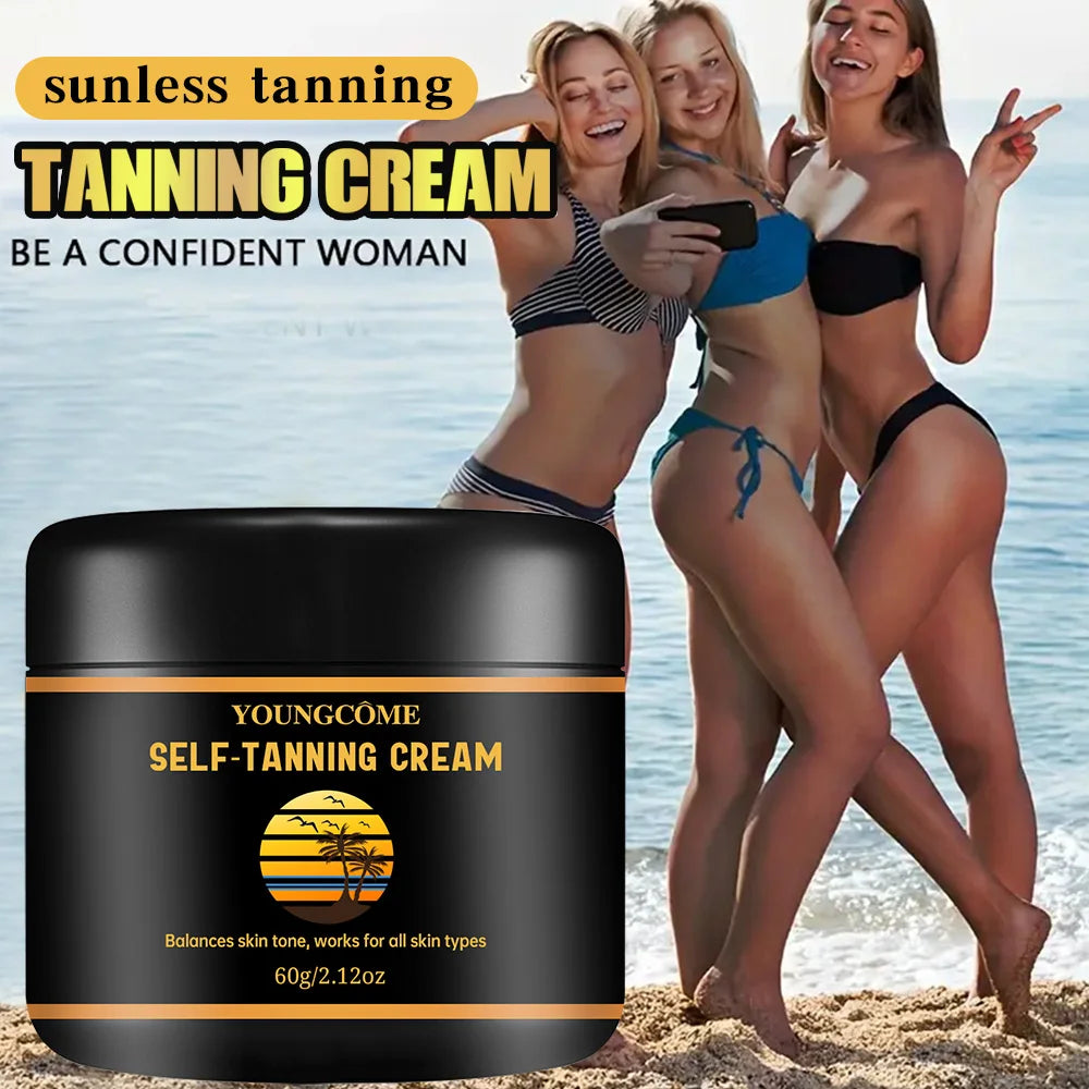 4 PCS Set Self-Tanning Cream with Hyaluronic Acid & Vitamin E - Streak-Free Sunless Tanner for Face/Body, 24H Waterproof for All Skin Tone Beach Sun Protection Women Skin Care Supplies Korean Products
