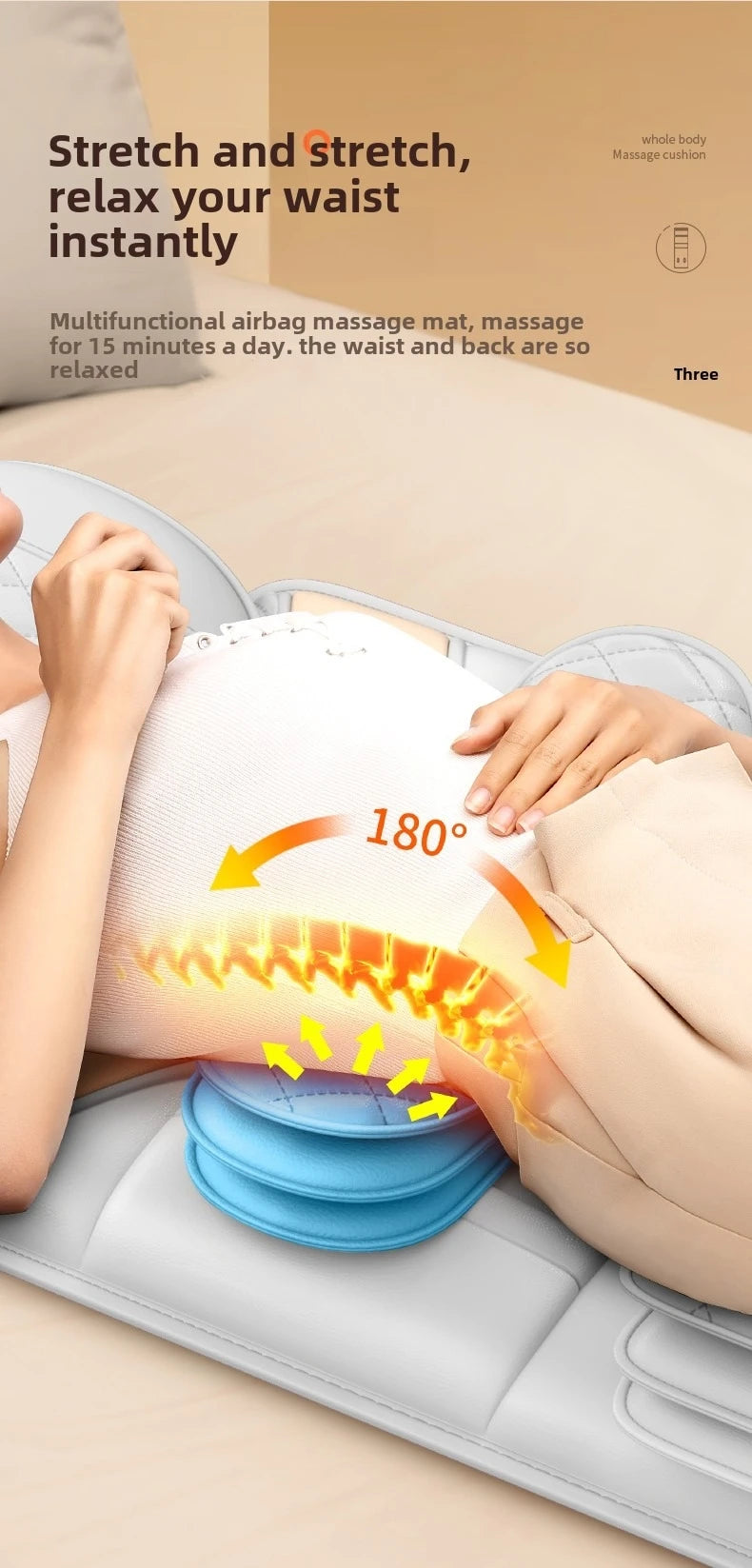 Korean Increase Widen Lengthen Airbag Heated Neck Massager UK Plug Full Body Massage Mat Mattress Traction Lumbar Vibration with Remote Control