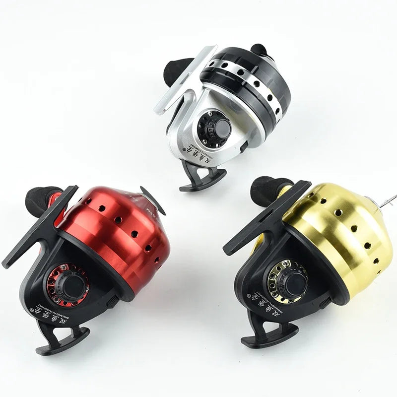 NEW KIT 3 Colors 6 PCS SET Closed Reel BL30 Fishing 4+1BB 3.6:1 High Speed Gear Ratio Slingshot Closed Metal Spinning Hand Wheel Outdoor Bow Hunting Fishing with PE line 45M Lake River Fishing Accessory Sets