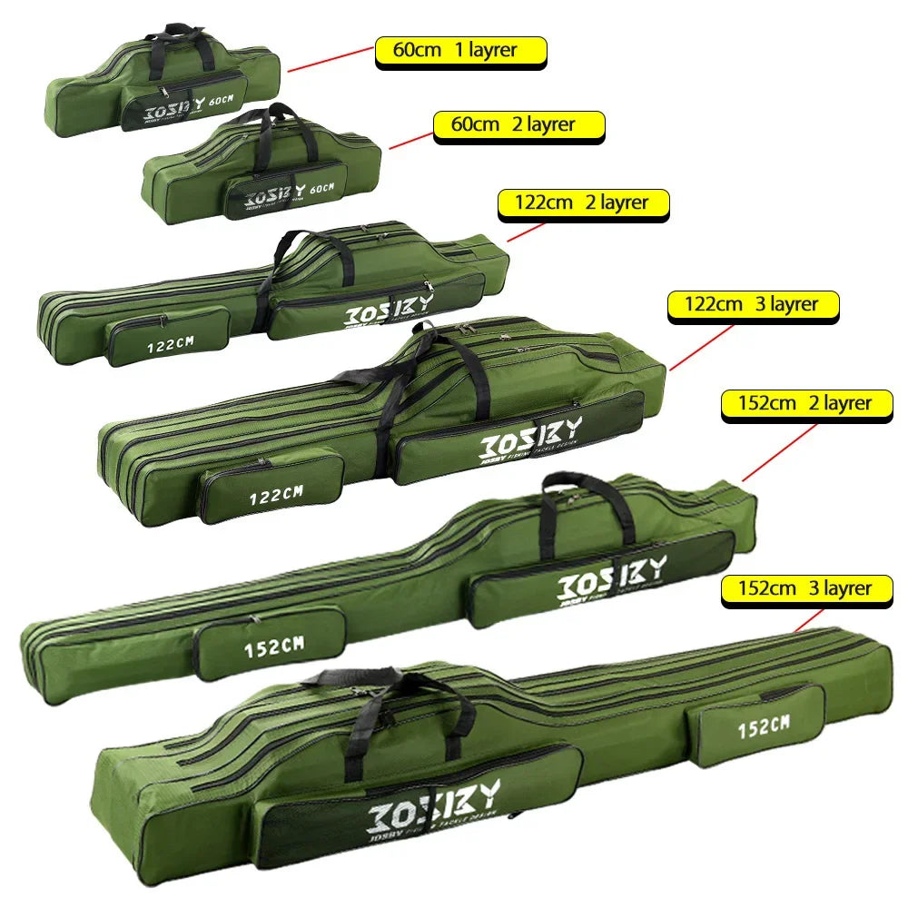 2/3 Layers Top Quality Fishing Rod Bags 60/100/122/150/152/180CM Tackle Collapsible Oxford Cloth Fishing Zipped Case Storage Pouch Holder Organizer For Fishing