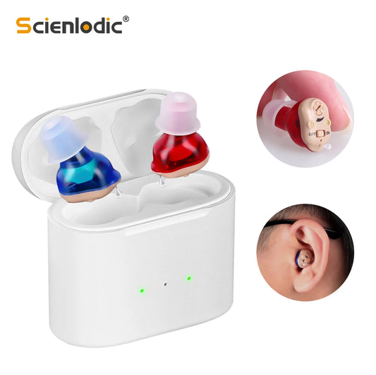 Elderly Hearing Aid Rechargeable ITE Deaf The Listening Device Mini Wireless Sound Amplifier Invisible Hearing Aids Headphones Health Care Supplies Medical Accessories