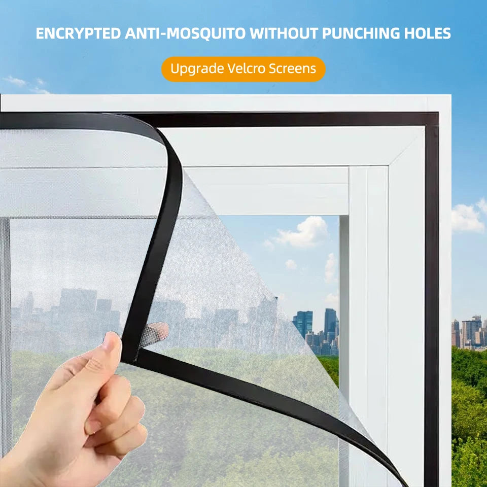 50cm/120cm Black Velcro Window Screen Breathable Mosquito Net Washable Custom Size Black Mesh Black Edging Reusable Summer Insect Proof Net