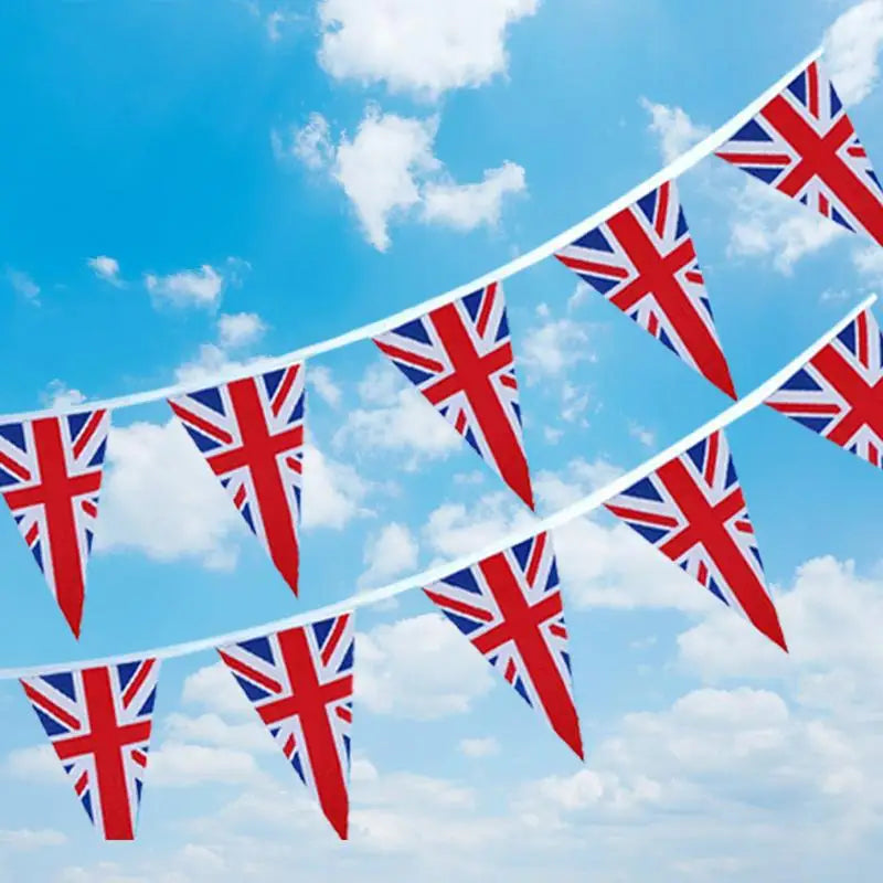 British 25 Sides 8 Meter Union Jack Bunting Jack UK Flags UK Pennant United Kingdom String Jubilee Garland Decorations Party Triangle England Flags Home Outdoor Supplies