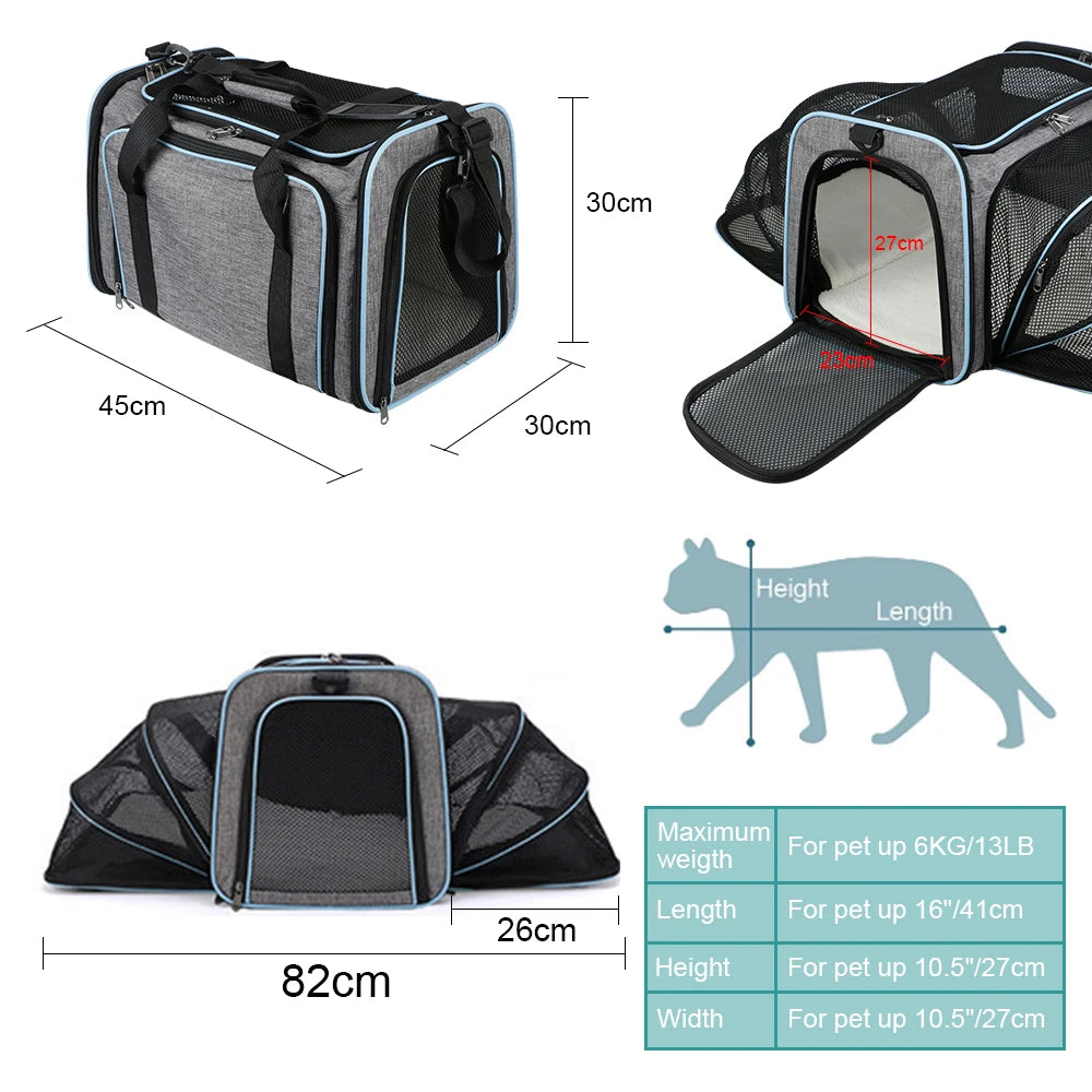 Cat Travel Bag Expandable Foldable Pet Supplies Soft Dog Carrier Dogs Cats Ventilate Transport Bag Portable Pet Carrier Bag