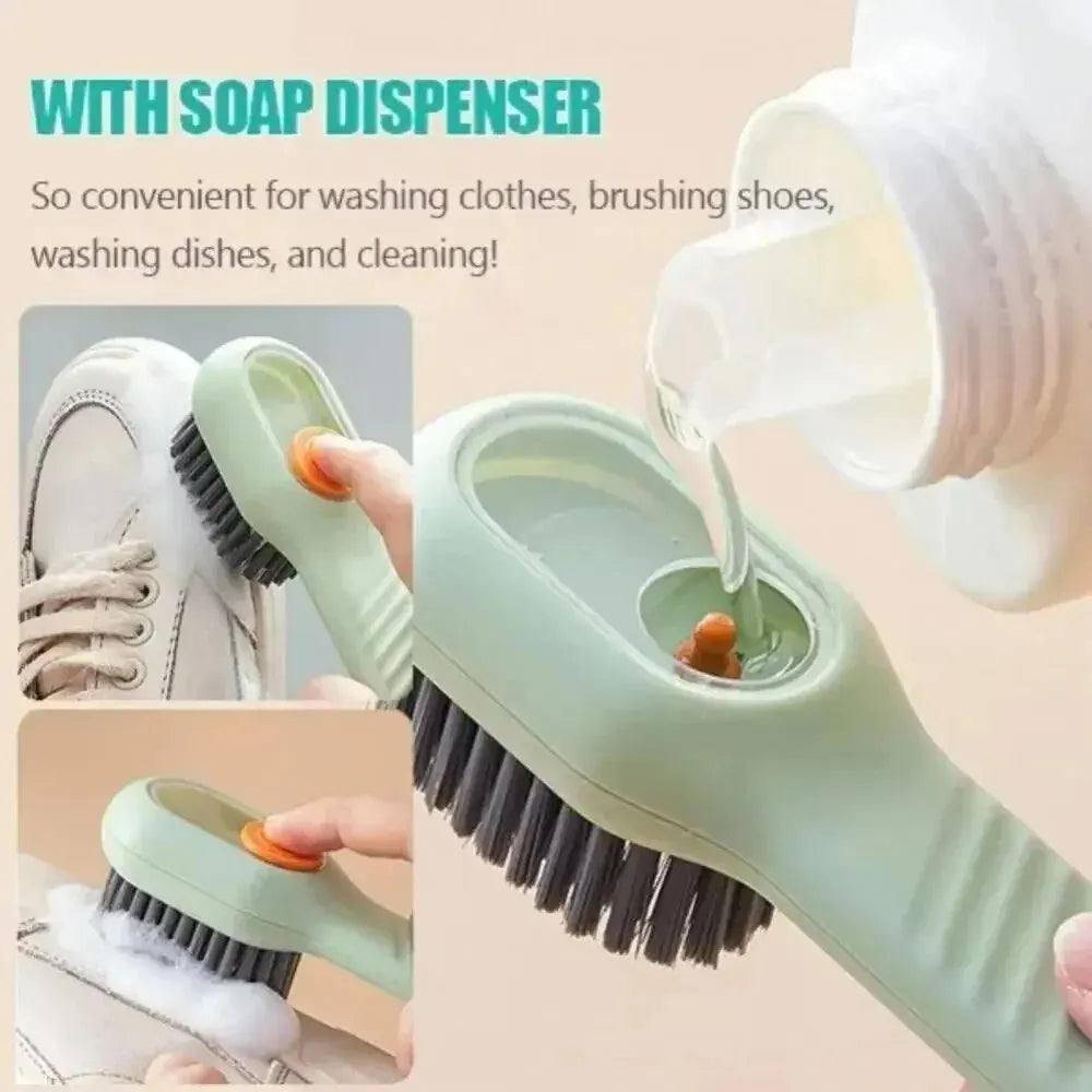 NEW Arrivals Multi-Function Cleaning Shoe Brush Soft Automatic Liquid Shoe Brush Long Handle Clothes Soap Brush With Hook Clean Tool