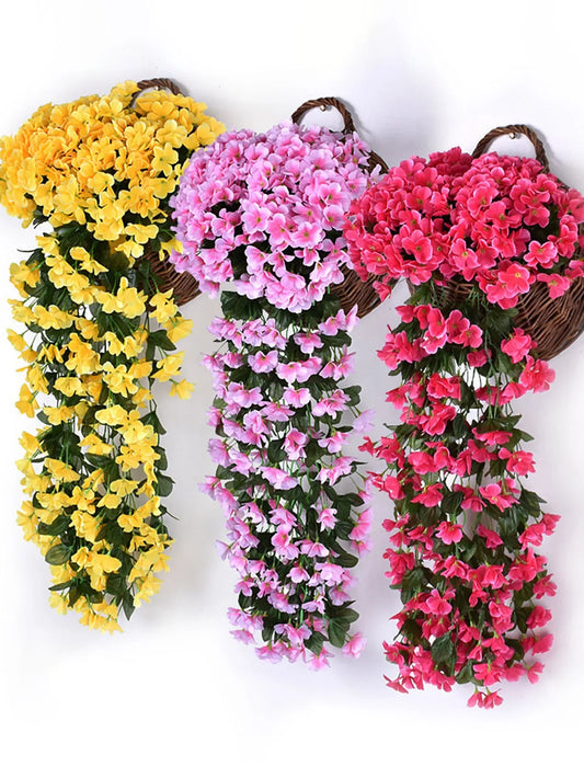1pc Artificial Violet Ivy Flowers Fake Hanging Flowers Plant for Outside Outdoor Patio Garden Porch Wedding Home Decorations