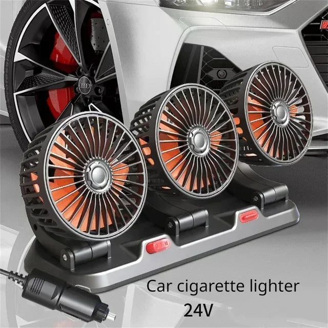 2/3 Heads Set 5V 12V 24V Car Cooling Fan 360° Adjustable Dual Head Air Fan USB 2Speeds Automotive Electric Fan For Dashboard RV Truck Vehicle Air Cooling Supplies Sets
