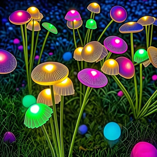 NEW 4PCS Set LED Solar Lights Outdoor Dual Mode Jellyfish Mushroom Lawn Lights Waterproof Decor Yard Patio Pathway for Garden Decoration
