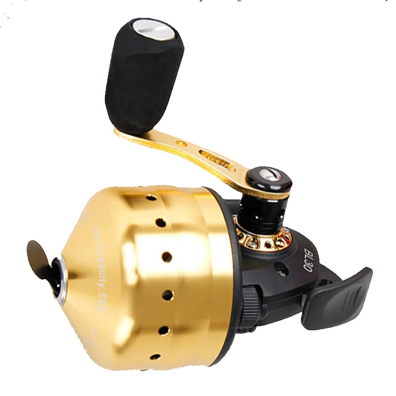 NEW KIT 3 Colors 6 PCS SET Closed Reel BL30 Fishing 4+1BB 3.6:1 High Speed Gear Ratio Slingshot Closed Metal Spinning Hand Wheel Outdoor Bow Hunting Fishing with PE line 45M Lake River Fishing Accessory Sets