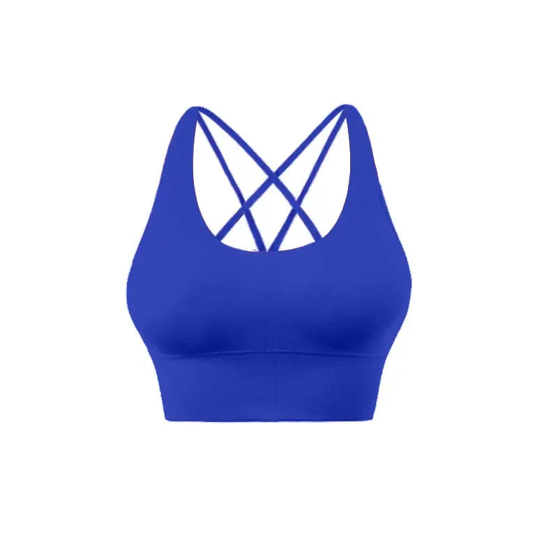 14 Colors S-XL New Push Up Sports Bra Yoga Vest  Cross Back Fitness Sexy Padded Top Gym Shock Absorbing Running Breathable Crop Top Sportswear