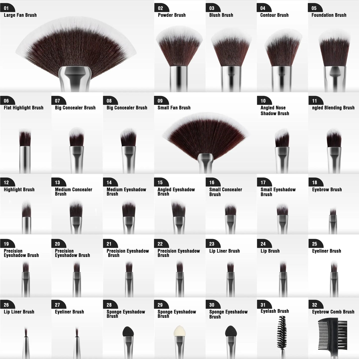32 PCS Set 27 Colors  Professional Makeup Brush Set Cosmetic Tools for Powder Eye Shadow Foundation Blush Blending Beauty Makeup Brush Kit for Makeup Starters Women Cosmetic Tool Sets