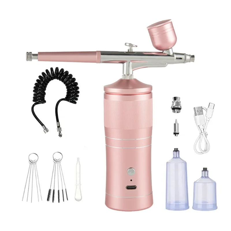 Full Set Rechargeable Wireless Airbrush Compressor Kit Air Brush Paint Sprayer Gun Water Oxygen Deep Hydrating Machine for Nail Art Tattoo Makeup Cosmetic Sets