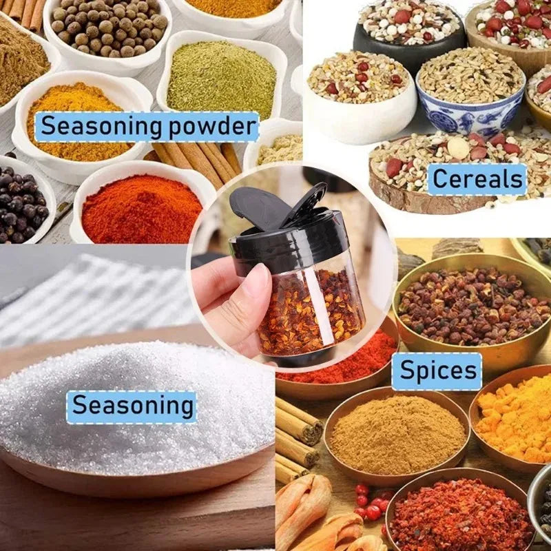 NEW 100ml 6 PCS Set Plastic Spice Jars with Shaker Lids Transparent Safety Plastic Bottles for Home Kitchen Storing Spices Seasoning Powders Jars Home Barbeque Kitchenware Supplies