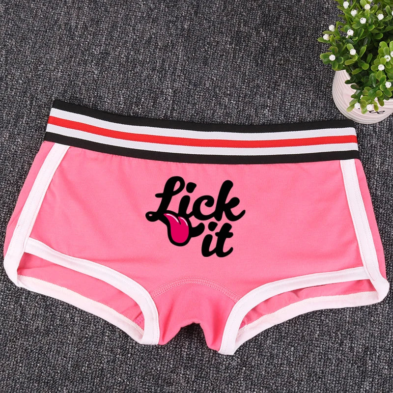 NEW Arrivals *Lick It* Tongue Cotton Underwear for Women New Girls Boxer Shorts Female Boyshorts Panties Breathable Women's Intimates Summer Beach Bar Girls Streetwear Shorts