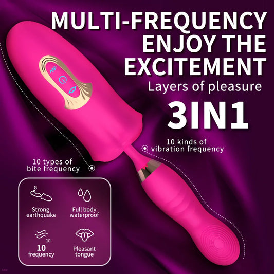 2 In 1 Bite Suction Vibrators For Women Clitoris Sucking Stimulator Vagina G Spot Insert Dildo Vibrators Adults Sex Toy Massager