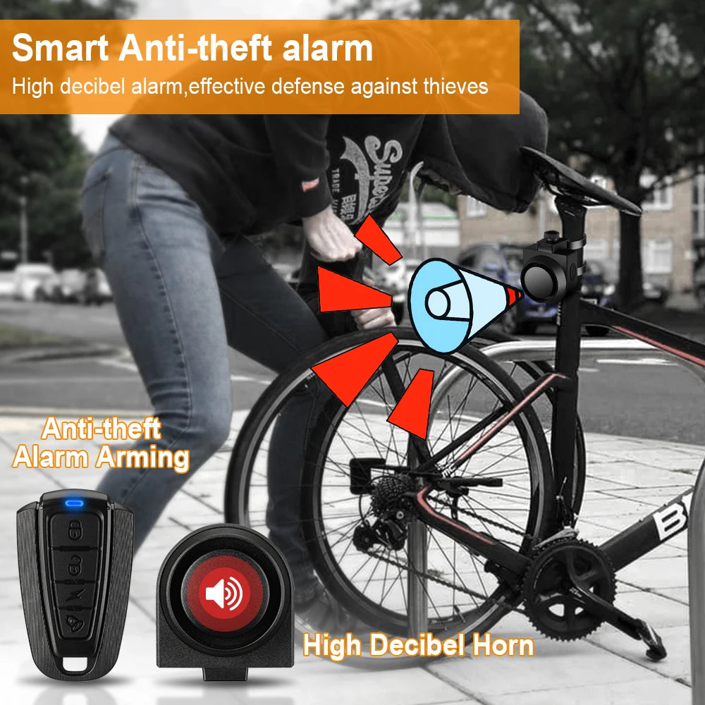 Wireless Bike Vibration Alarm Waterproof USB Charging Remote Control Motorcycle Electric Bicycle Security Burglar Alarm
