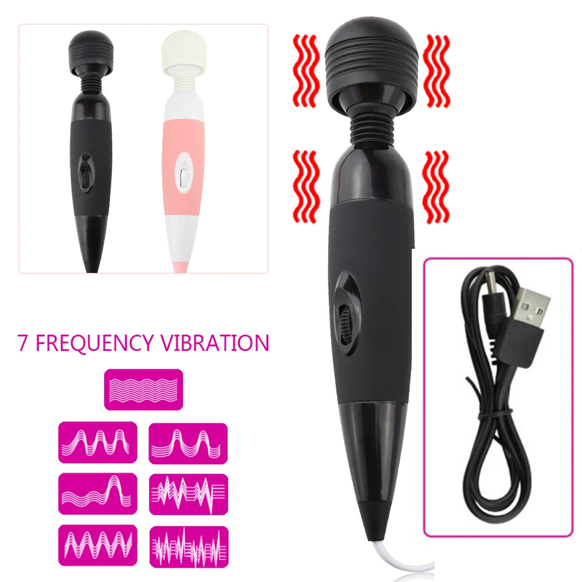 USB Charge Wired Style Massage Vibrator Female Masturbator Body Massager Sex Toys for Women Life Waterproof