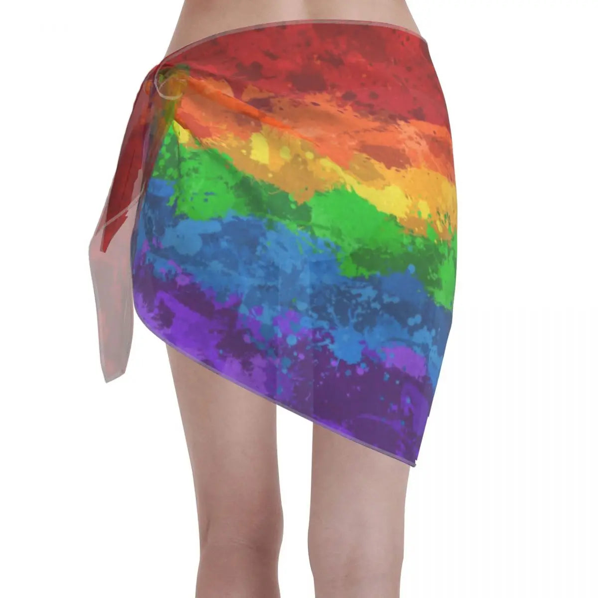 Sexy Chiffon Swimwear Pareo Scarf Rainbow Paint Flag Lgbt Beach Cover Up Wrap Sarong Skirts Beachwear Swimsuit Bikini Cover-Ups