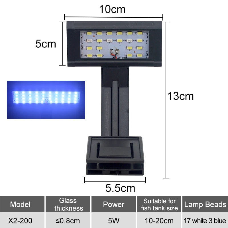Aquarium LED Fish Tank Light Super Slim Plants Grow Clip Lights Lamp Aquatic Aquarium Lamps Lighting 220V 5W/7W/9W/12W/16W Home Office Hotels Restaurants Decoration Supplies