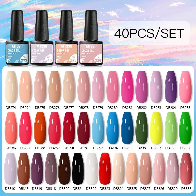 NEW Arrivals 24/40.120PCS Set Colors Gel Nail Polish Set Semi Permanent Hybrid Gel Varnish Set Base Top Coat Soak Off UV LED Nail Gel Kits Manicure Pedicure Accessories Nail Care Tools Sets Cosmetic Supplies