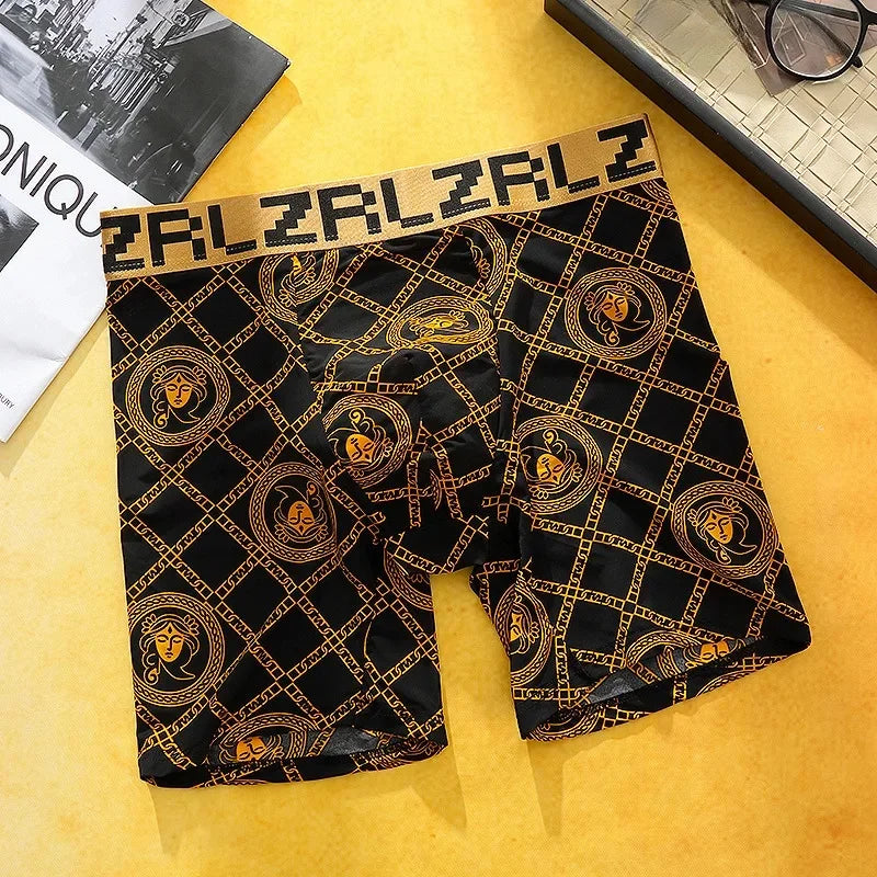 NEW Arrivals L-3XL Plus Size Ultra-Thin Ice-Silk Men's Underwear Extended 7A Cotton Antibacterial Flat-Crotch Shorts Breathable Summer Sexy Boxer Briefs