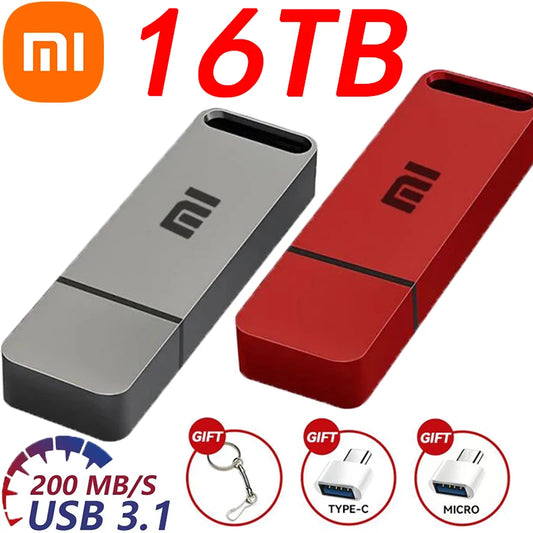 Xiaomi USB 16TB OTG Metal USB 3.1 Pen Drive Key 2TB 4TB Type C High Speed Pen Drive Mini Flash Drive Memory Stick Waterproof