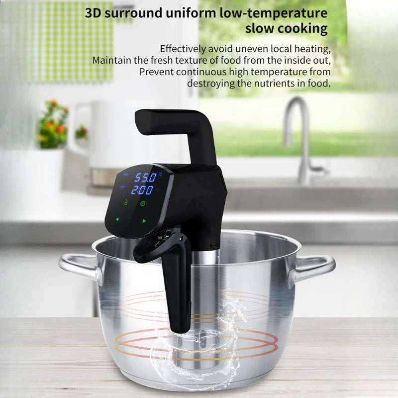 NEW 1100W Vacuum Sous Vide Cooker LCD Touch Screen Digital Display Immersion Circulator Accurate Cooking Waterproof Smart Slow Cooker App Control Connected Cooking