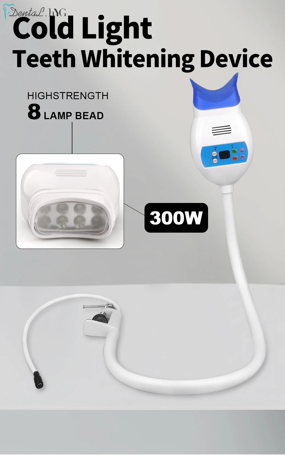 Dental Teeth Whitening Lamp Professional Cold Light Bleaching LED Machine Dentistry Equipment Clamp Table Style Oral Hygiene Care
