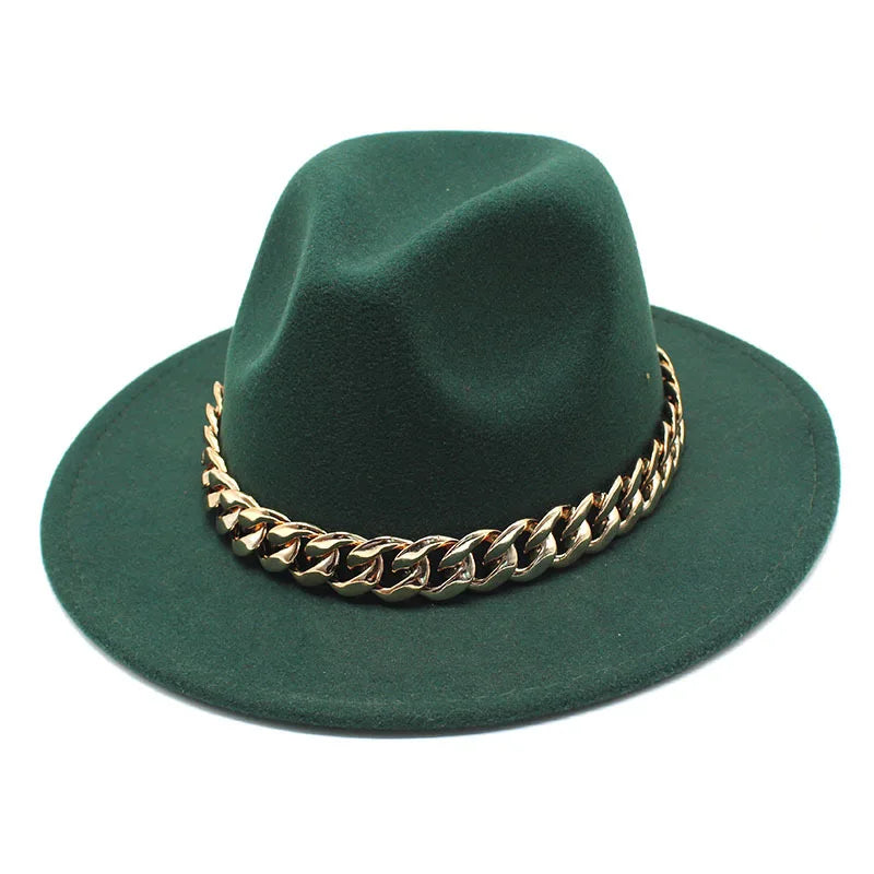 Women Oversized Chain Accessory Bag And Fedoras Hat 2-piece Sets Fashion Luxury Party Wedding Jazz Hat