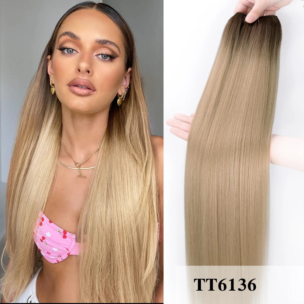 NEW Arrivals 12 Colors 150g Synthetic Hair Extensions Straight Hair Bundles Crochet Braids Hair 26Inch High Temperature Fiber Long Straight Hair Bundle Women Hair Care Accessories Cosmetic Supplies
