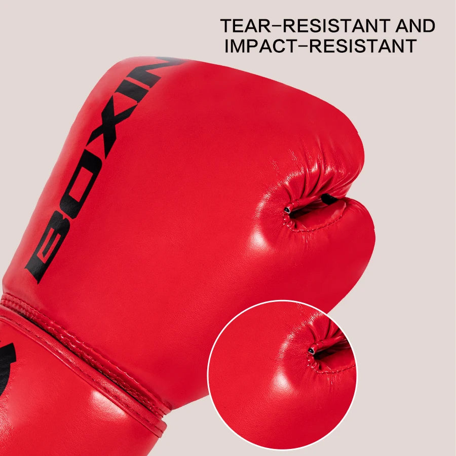 Kids/Adults Professional 4/6/8/10/12oz Boxing Gloves PU Leather Muay Thai MMA Profession Kickboxing Sandbag Women and Men Training Practice Exercise Gloves Equipment Sports Accessories