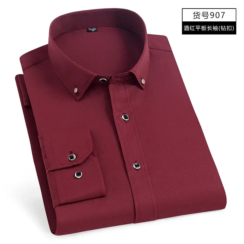 10 Colors S(60KG) 5XL(90KG) UK Plus Size New Men's Whit Shirt High End TikTok Popular Clothes Short Sleeve Long Sleeve Casual Suit Bottom Shirts