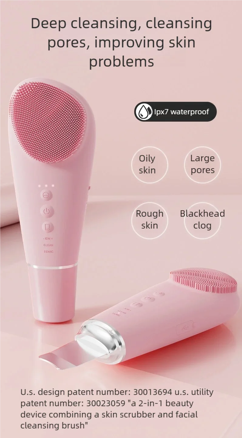 NEW Electric 7 in1 Silicone Blackhead Exfoliating Skin Tightening Massage Home Spa Face Cleaner Care Cleansing Face Brush Cleanser Women Skin Care Accessories Beauty Salon Devices