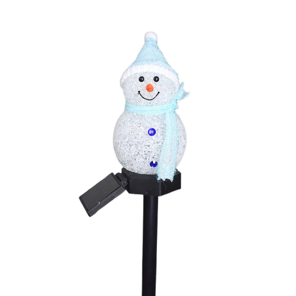 4PCS Set Christmas Snowman Solar Stake Light Outdoor Garden Waterproof Xmas Atmosphere Courtyard Lamp For Home Courtyard Decor