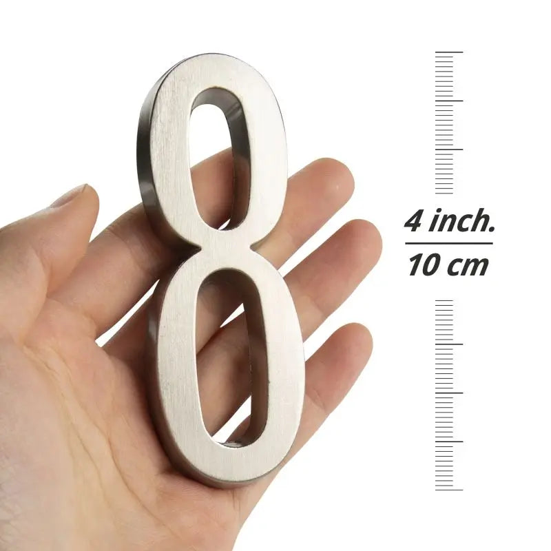 1pc 4" 101mm Self-adhesive House Number Silver/Vintage Zinc Alloy Numbers Mailbox Address Sign Outdoor House Number #0-9