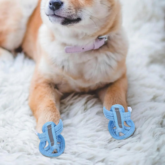 4 PCS Set XS-XL 4 Colors Summer Dog Shoes Breathable Sandals for Dog Cat Walking Running Outdoor Anti Slip Paw Protectors & Pet Gifts