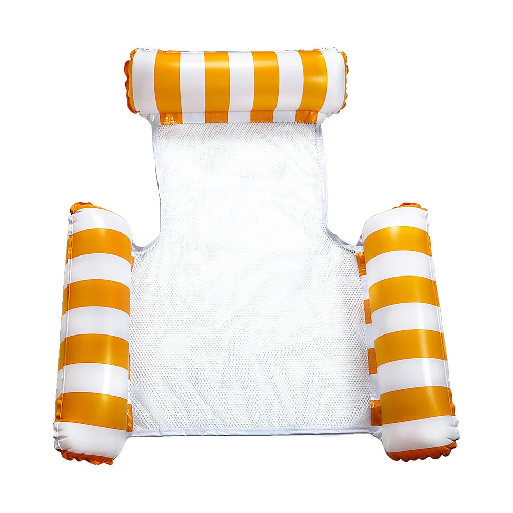 NEW Arrivals 2PCS Set 10 Colors/Styles Summer Pool Float Mat - Striped Inflatable Lounge Chair & Hammock for Adults Kids Water Sports Toys Home Swimming Pool Beach Inflatable Mattress