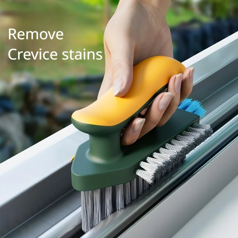 2 PCS Set 4-in-1 Grout Brush with Squeegee Durable Bristles Heavy-Duty Scrub Brushes for Cleaning Tile Grout Kitchen Bathroom Cleaning Tools