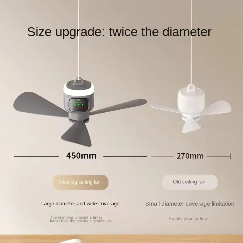 12000mAh Remote Control Save Energy Large Size Whirlwind Ceiling Fan USB Wireless Cooling Powerful Fan Portable LED Night Light Outdoor Camping Indoor Bedroom Living Room Fan Ceiling Fan