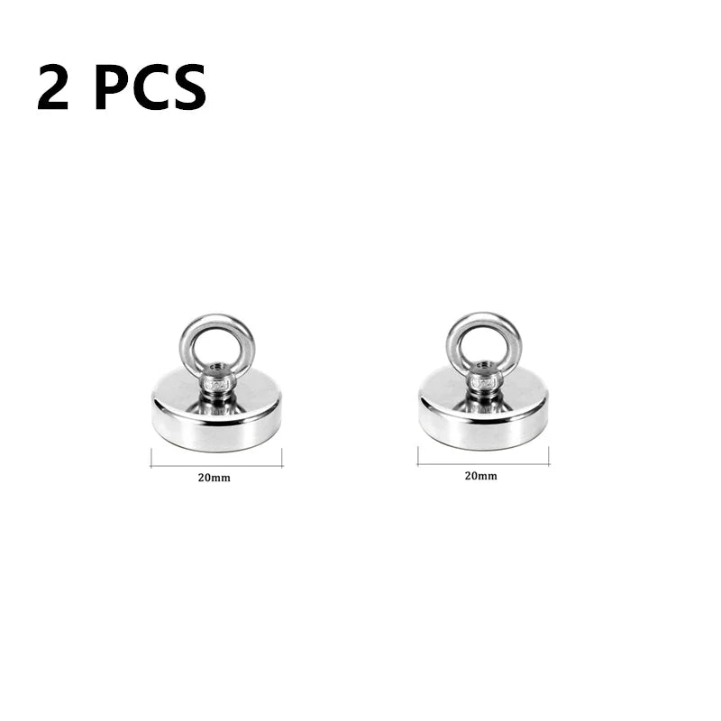 Super Strong Neodymium Fishing Magnets Heavy Duty Rare Earth Magnet with Countersunk Hole Eyebolt for Salvage Magnetic River Lakes Sea Boat Fishing Accessories.