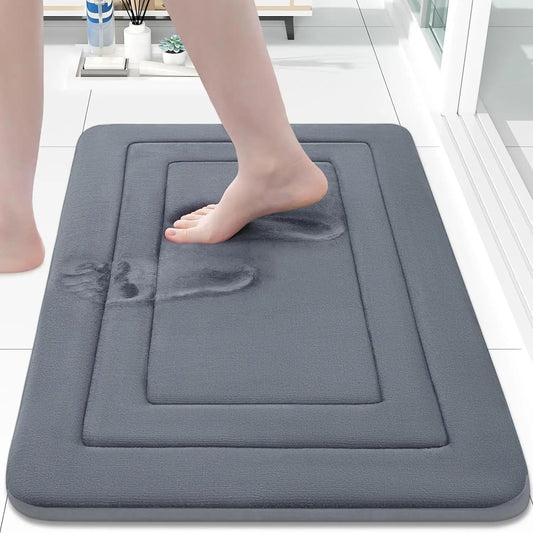 NEW Arrivals Coral Velvet 4 Colors Bedroom Sponge Carpet Floor Mat, Super Soft Anti-Slip Bath Mat, Water Absorption and Machine Washable, Kitchen Bathroom Bedroom Floor Mats