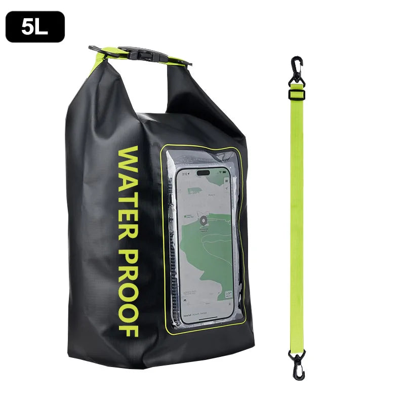 5L Large Capacity Dry Bag Swimming Pack Touch Screen Outdoor Waterproof Kayak Storage Bag Trekking Drifting Rafting Surfing Boating Backpack