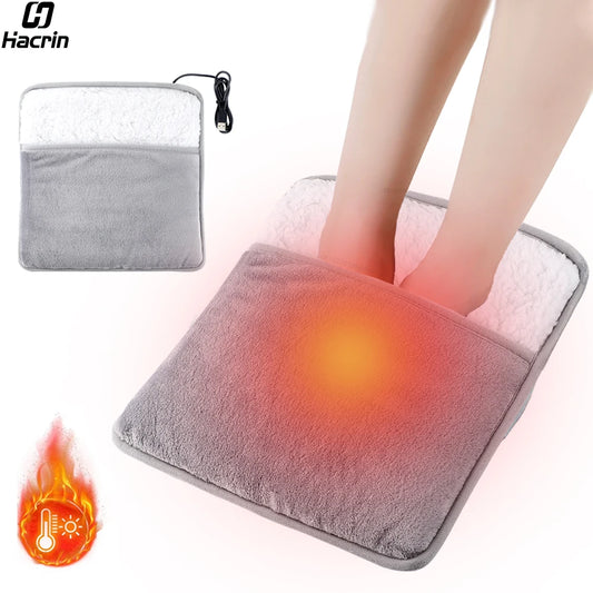 Foot Warmer USB Foot Heater Thermal Foot Pain Relief Blood Circulation Heating Pad Soft Plush Warm Foot Cover Electric Heating Feet Warmer for Home Bedroom Living Room Use Health Care Supplies
