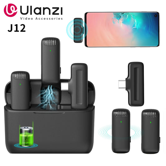 NEW!!!! HOT SALE!!!! J12 Wireless  Lavalier Microphone Professional Portable 20M Receive Range Plug Play Mic For Smartphone Android iPhone16 15 14 13 12 Products Live Stream YouTube TikTok Reels Recording Electronics Sound Su