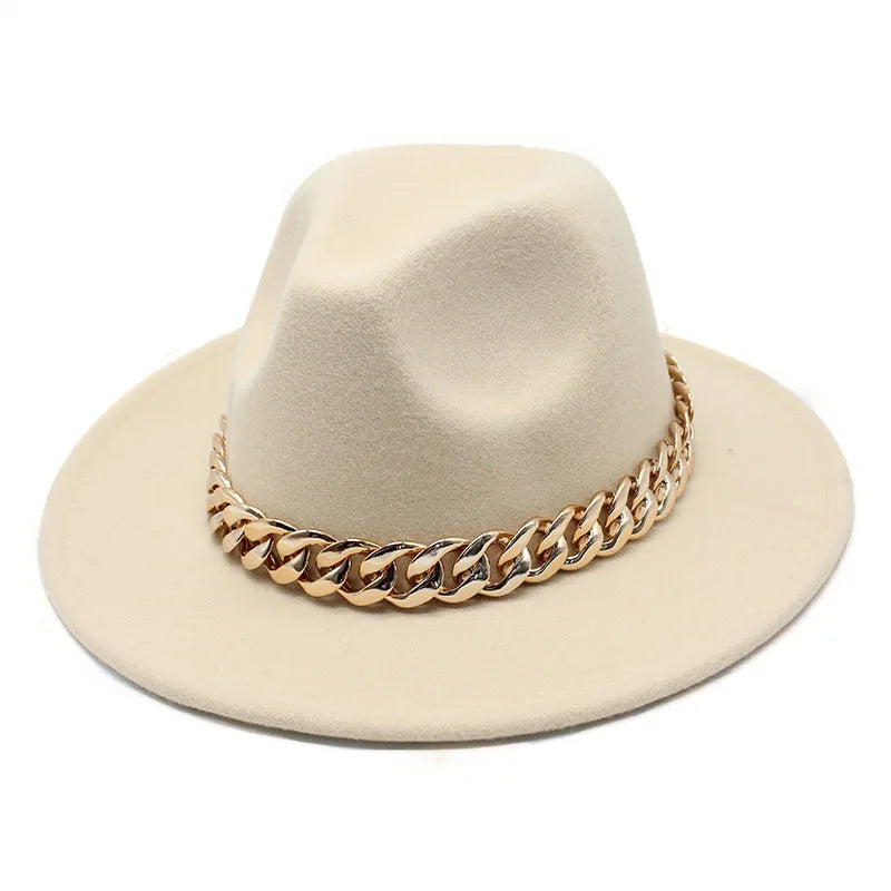 Women Oversized Chain Accessory Bag And Fedoras Hat 2-piece Sets Fashion Luxury Party Wedding Jazz Hat
