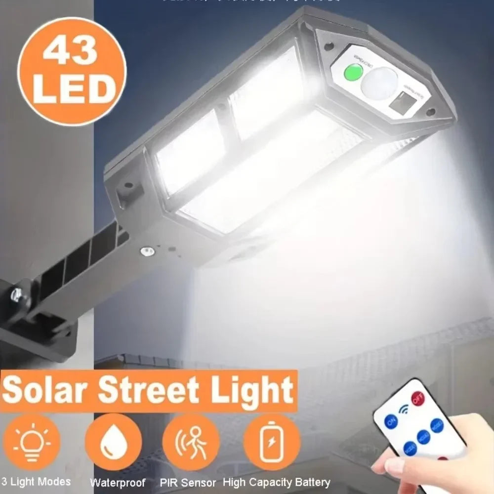 2000LM Solar 43/55 LED Lights Outdoor Solar Lamp of Motion Sensor 3 Modes Waterproof IP65 Solar Garden Light Street Yard Lantern