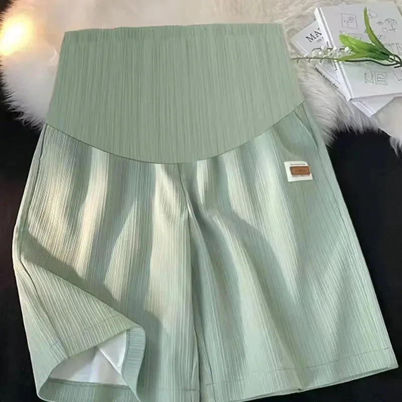 NEW Arrivals M-3XL Plus Size Black/Apricot/Light Green Maternity Shorts Summer Outdoor Hiking Thin Ice Silk Wide Leg Pants Loose Casual Straight Leg Mother Pregnancy Sports Clothing Supplies
