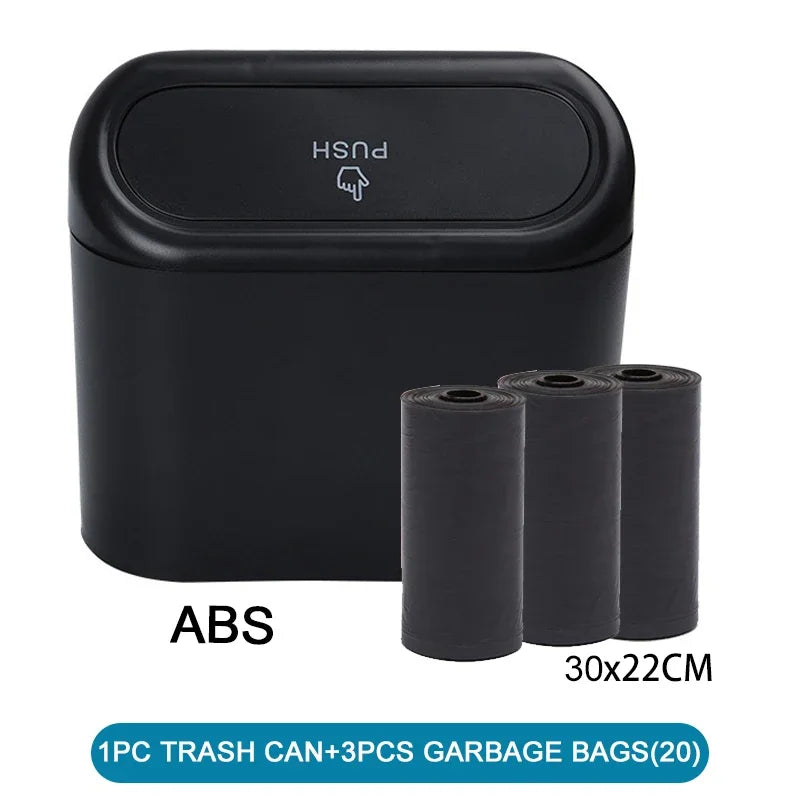NEW Blue/White Color Car Trash Can (with Lid) Contains 60 (300) Garbage Bags, Small Car Trash Can, Leak-Proof Mini Car Cleaning Accessories