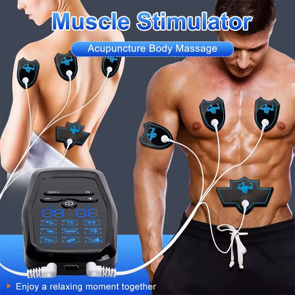TENS EMS Electric Pulse Massager Physiotherapy Electrical Nerve Muscle Stimulator Electro Stimulator Low Frequency Body Massage Device Shaping Sports Fitness Sets Health Care Supplies